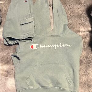 Champion Light Green Hoodie with Logo